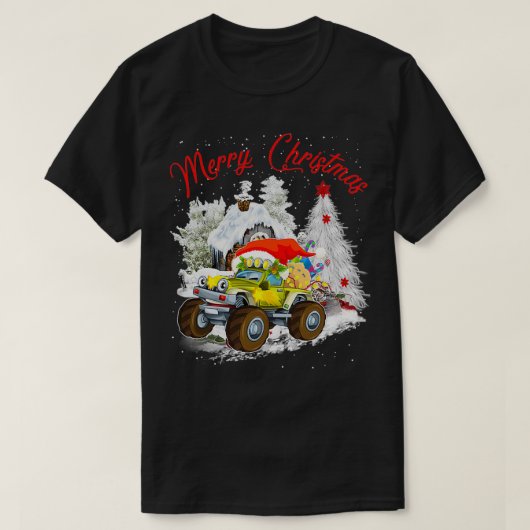 Merry-kerstmonster-vrachtwagen met t-shirt (Design voorkant)