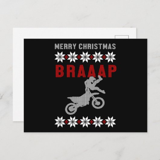 Merry Kerstmotor Motocross Ugly Christma Briefkaart (Voorkant / Achterkant)