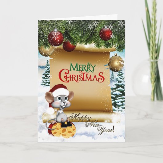 Merry Kerstmuis Feestdagen Kaart (Voorkant)