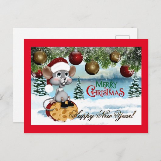 Merry Kerstmuis Feestdagenkaart (Voorkant / Achterkant)