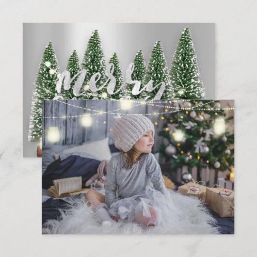 Merry kerstnaam Roos Licht Silver Kaart (Voorkant / Achterkant)