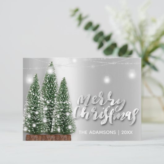 Merry kerstnaam Roos Licht Silver Kaart (Staand voorkant)