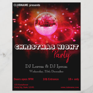 Merry Kerstnacht Disco Ball Party Flyer