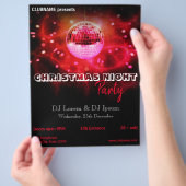 Merry Kerstnacht Disco Ball Party Flyer (Hand)