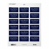 Merry Kerstnavy blauw script Return Address Etiket (Full Sheet)