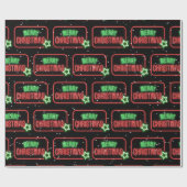 Merry Kerstneon Sign Snowflakes Cadeaupapier (Vlak)