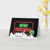 Merry Kerstneon Sign Snowflakes Kaart (Gele Bloem)