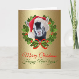 Merry KerstNewborn Nigerian Goat Kind schilder Feestdagen Kaart