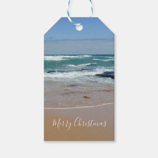 Merry kerstOcean Waves Gift Labels Cadeaulabel (Voorkant)