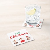 Merry KerstOerwoud Monkey Santa Elf Pet Kartonnen Onderzetters (Insitu)