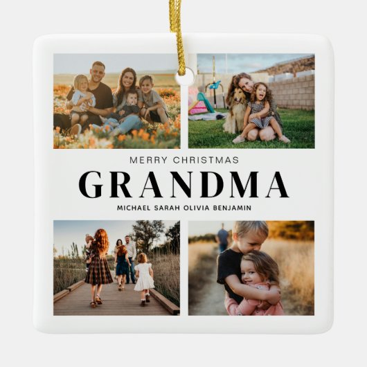 Merry Kerstoma 4 Foto Collage Keramisch Ornament (Voorkant)