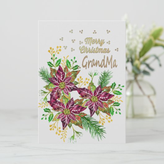 Merry Kerstoma Feestdagenkaart (Staand voorkant)