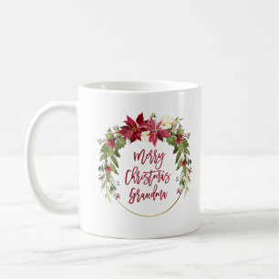 Merry Kerstoma Floral met goud Koffiemok
