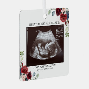 Merry Kerstoma Floral Ultrasound Foto Metalen Ornament