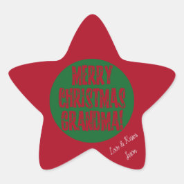 Merry Kerstoma Red Green Stars Typografie Ster Sticker