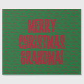Merry Kerstoma Red Stars Typografie Green Cadeaupapier (Vlak)