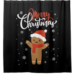 Merry kerstontbijkerbrood kerstkoekje douchegordijn