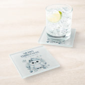 Merry Kerstoowl Glazen Onderzetter (Schuin)