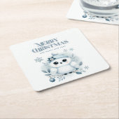 Merry Kerstoowl Kartonnen Onderzetters (Schuin)