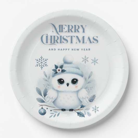 Merry Kerstoowl Papieren Bordje (Voorkant)