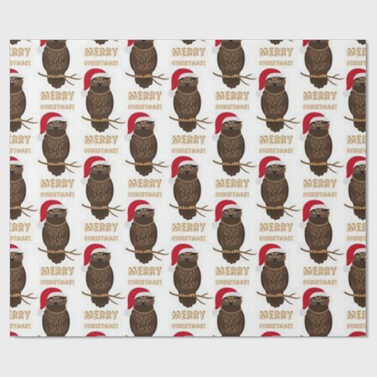 Merry Kerstoowl Pattern Cadeaupapier (Vlak)