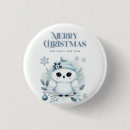 Merry Kerstoowl Ronde Button 3,2 Cm (Voorkant)