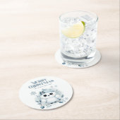 Merry Kerstoowl Ronde Kartonnen Onderzetter (Insitu)