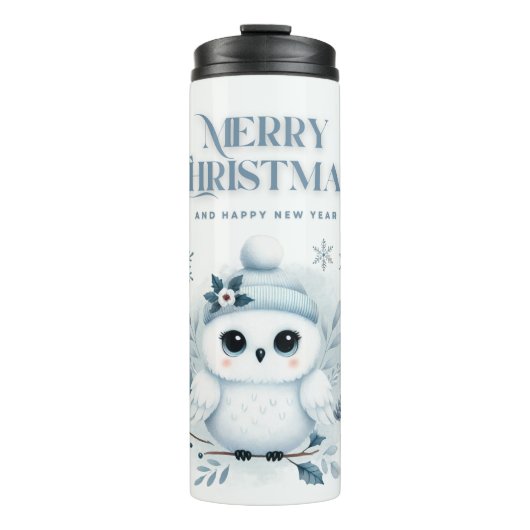 Merry Kerstoowl Thermosbeker (Voorkant)