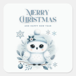 Merry Kerstoowl Vierkante Sticker