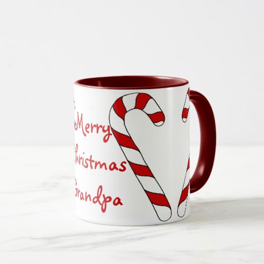 Merry Kerstopa Candy Cane Mok van Janz (Voorkant rechts)