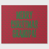 Merry Kerstoppa Green Stars Typografie Red Cadeaupapier (Vlak)