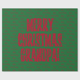 Merry Kerstoppa Red Stars Typografie Green Cadeaupapier