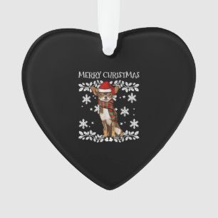 Merry Kerstornament Brown Chihuahua Xmas Ornament