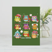 Merry kerstOwls wish Feestdagenkaart (Staand voorkant)
