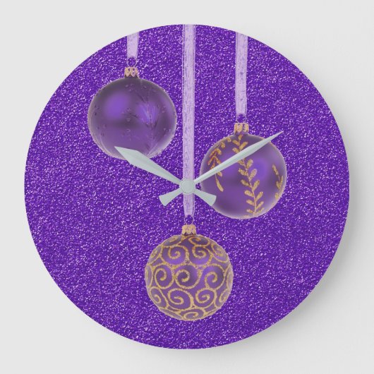 Merry KerstPaars Glitter Baubles Elegant Grote Klok (Voorkant)