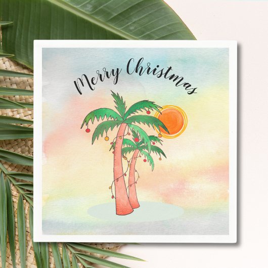 Merry KerstPalm Trees Napkins Servet