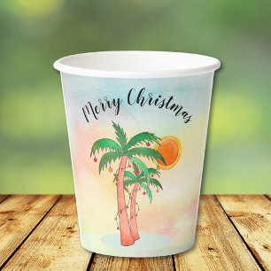 Merry Kerstpalm Trees Papieren Bekers