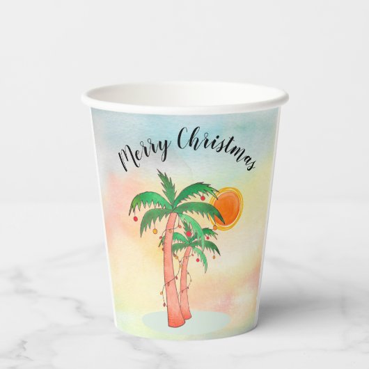 Merry Kerstpalm Trees Papieren Bekers (Achterkant)