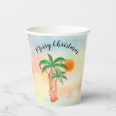 Merry Kerstpalm Trees Papieren Bekers (Voorkant)