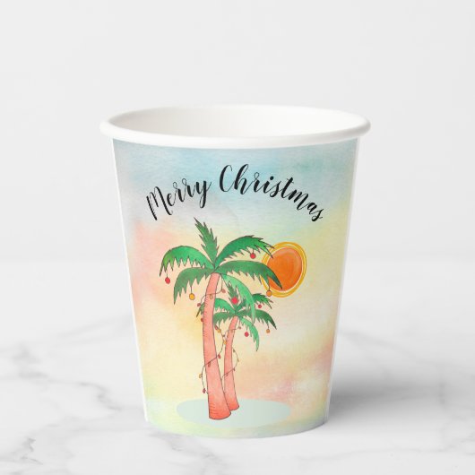 Merry Kerstpalm Trees Papieren Bekers (Voorkant)