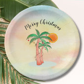 Merry Kerstpalm Trees Papieren Bordje