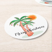 Merry Kerstpalm Trees Ronde Kartonnen Onderzetter (Gebogen)