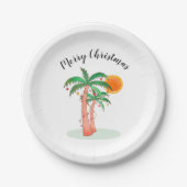 Merry kerstpalm Trees Sun Papieren Bordje (Voorkant)