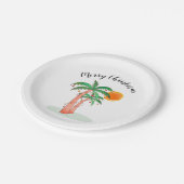 Merry kerstpalm Trees Sun Papieren Bordje (Gekanteld)