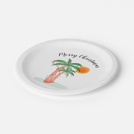 Merry kerstpalm Trees Sun Papieren Bordje (Gekanteld)