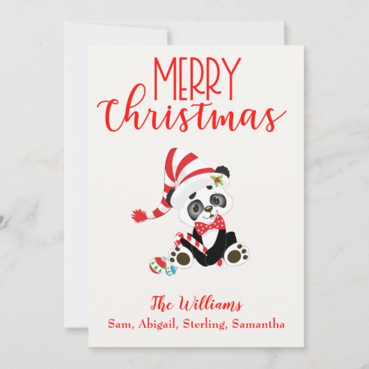 Merry Kerstpanda Feestdagenkaart (Voorkant)