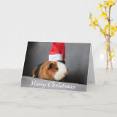 Merry-kerstpap-varken in een Santa Hat Kaart (Gele Bloem)