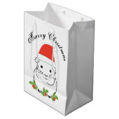 Merry-kerstpap-varken in een Santa Hat Medium Cadeauzakje (Voorkant Gekanteld)