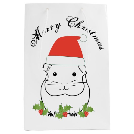 Merry-kerstpap-varken in een Santa Hat Medium Cadeauzakje (Voorkant)