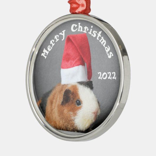 Merry-kerstpap-varken in een Santa Hat Metalen Ornament (Links)